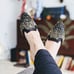 Oscar De La Renta Calista Embellished Satin Slipper Size 8 Black
