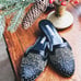Oscar De La Renta Calista Embellished Satin Slipper Size 8 Black