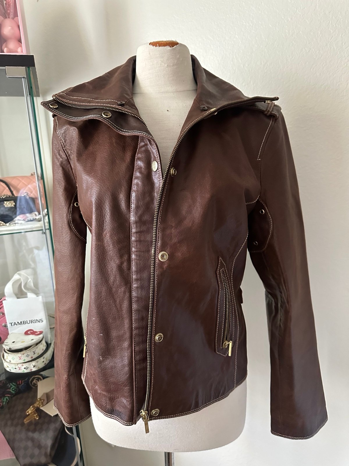 Brown leather jacket