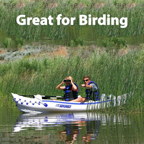 Sea Eagle Two Person Inflatable Sport Kayak Boat with Seats, Paddles Paddles
