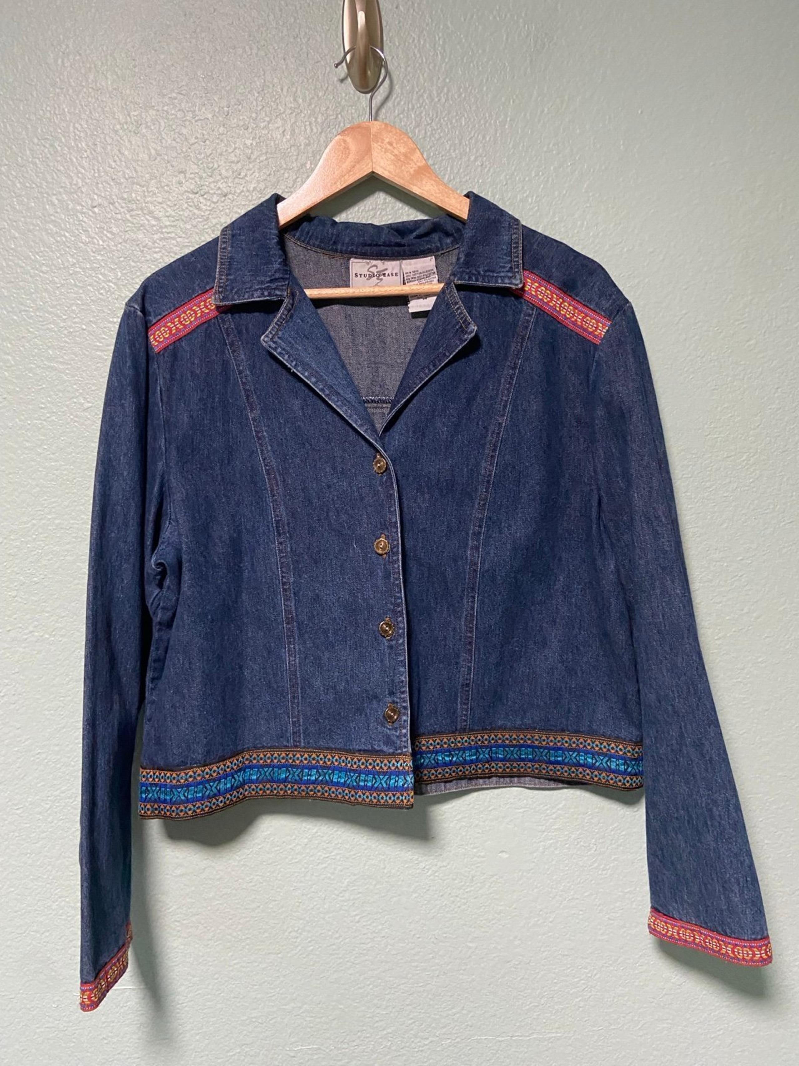 Vintage Studio Ease Women's Denim Long Sleeve Jacket Top Size 14