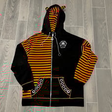 Skelanimals Diego Black & Orange Split Stripe Girls Oversized Hoodie