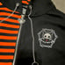 Skelanimals Diego Black & Orange Split Stripe Girls Oversized Hoodie