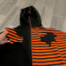 Skelanimals Diego Black & Orange Split Stripe Girls Oversized Hoodie