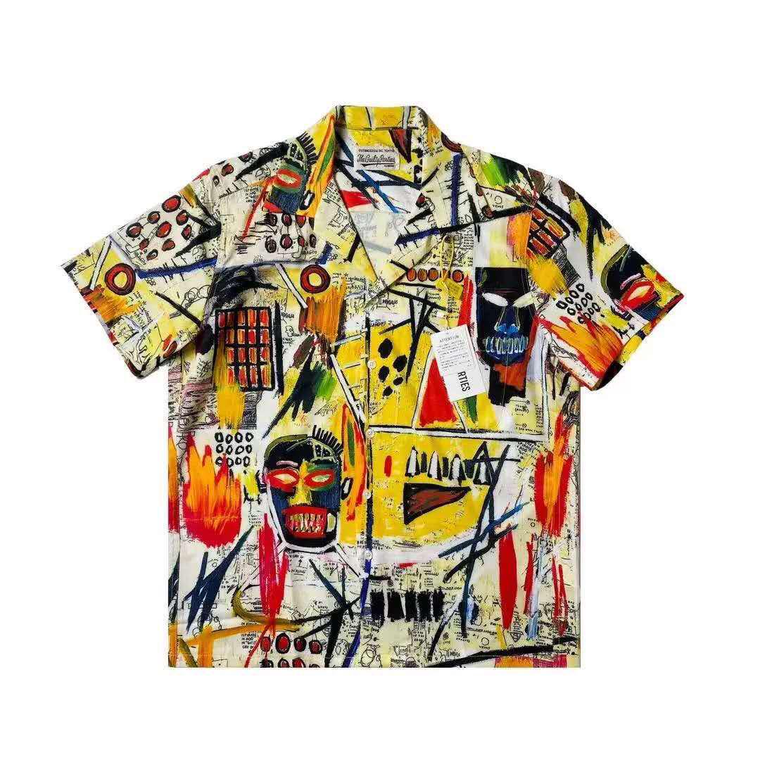 Brand new, unused WACKO MARIA Aloha shirt featuring Basquiat artwork.