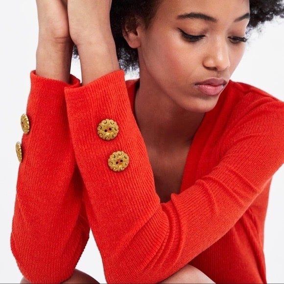 Zara top red sweater