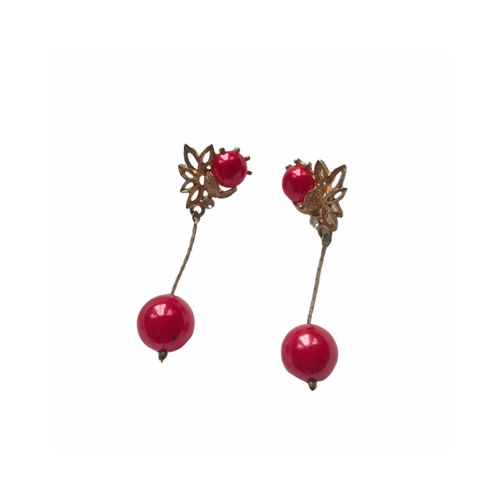 Dangly Red Ball Earrings
