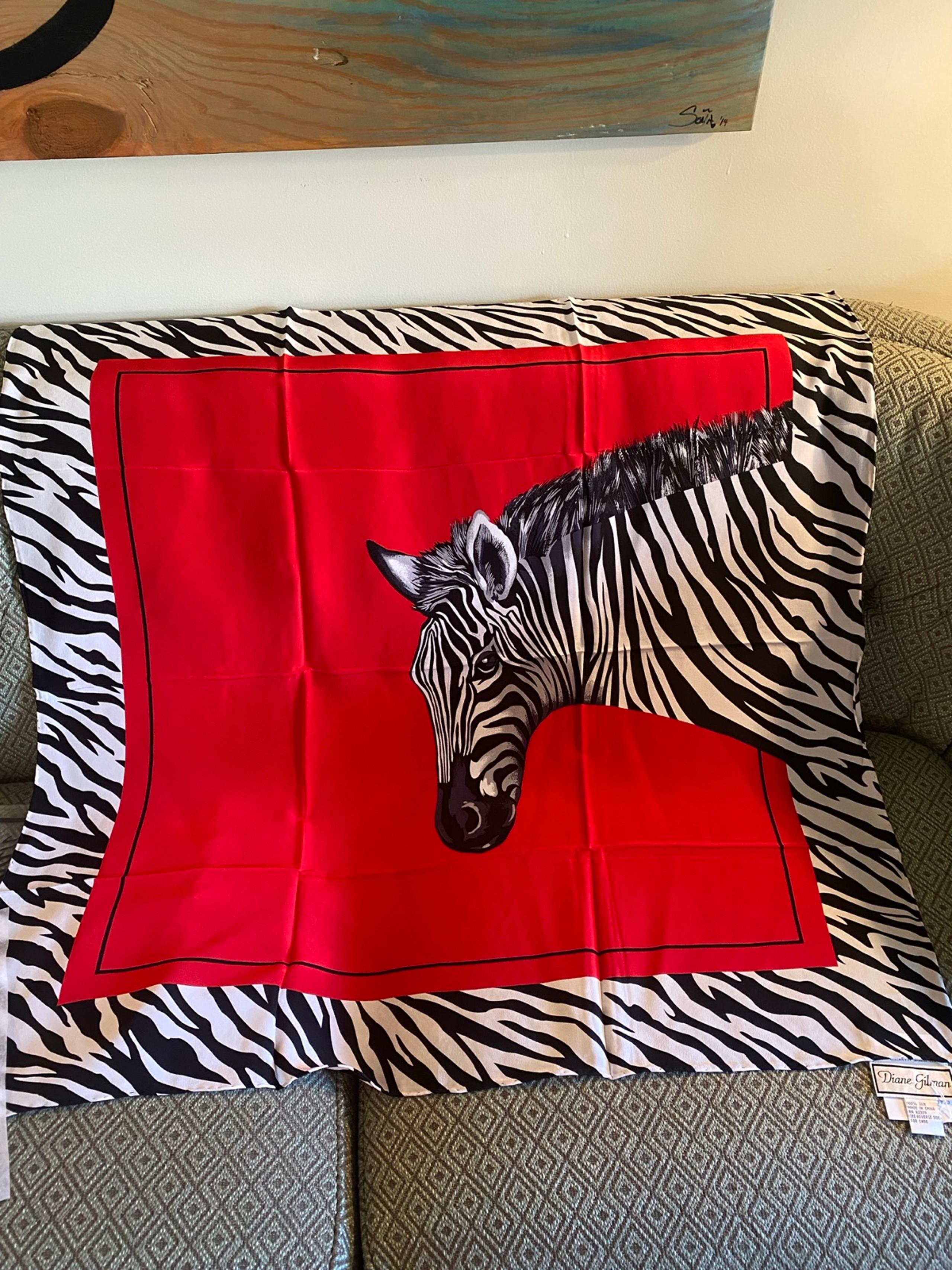 Diane Gilman Silk Zebra Scarf NWT