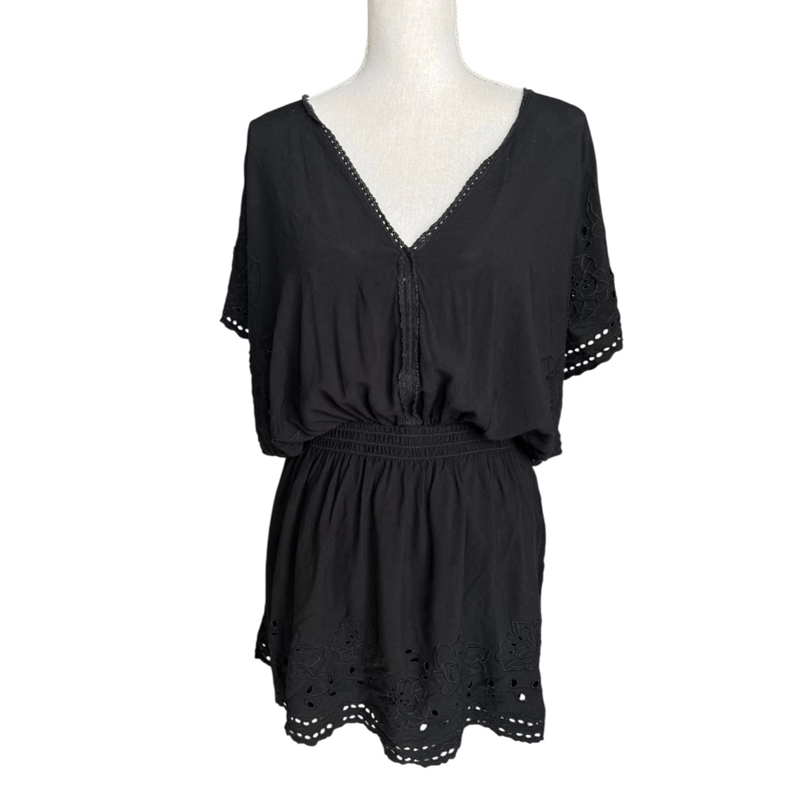 Forever 21 Black floral eyelet coverup swimwear beach summer resort wear