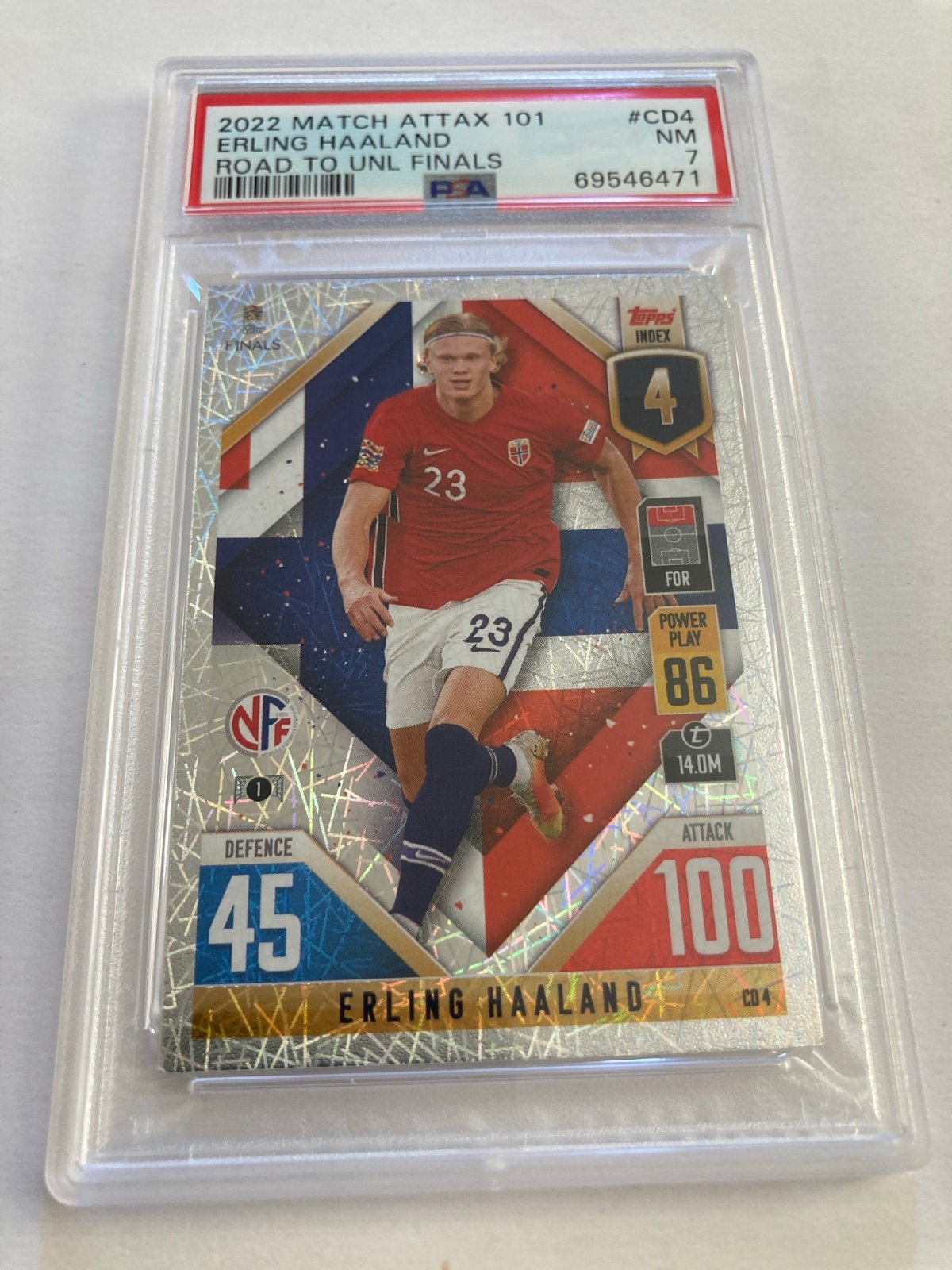 2022 Topps Match Attax Road to the UNL Finals Erling Haaland PSA 7