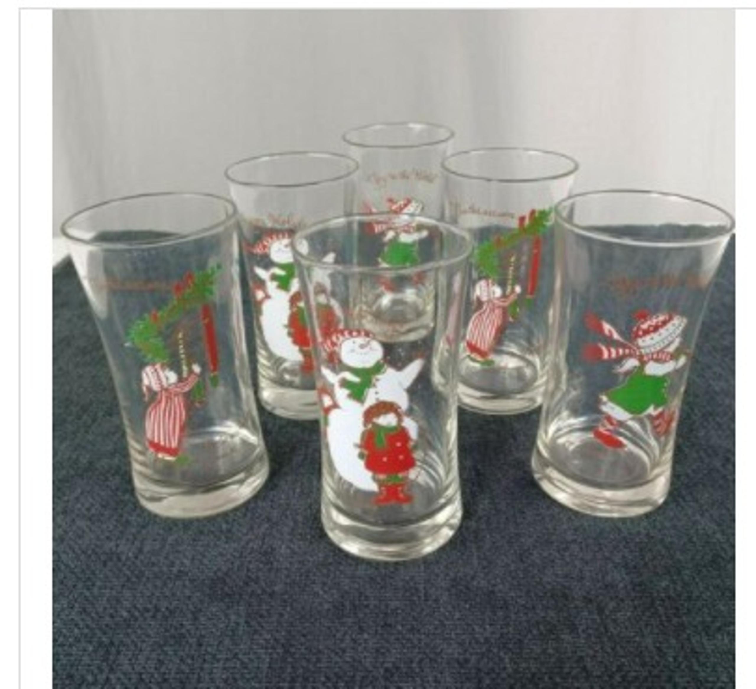 HOLLY HOBBIE Vintage Christmas Drinking Glasses Set of 6 American Greeting New