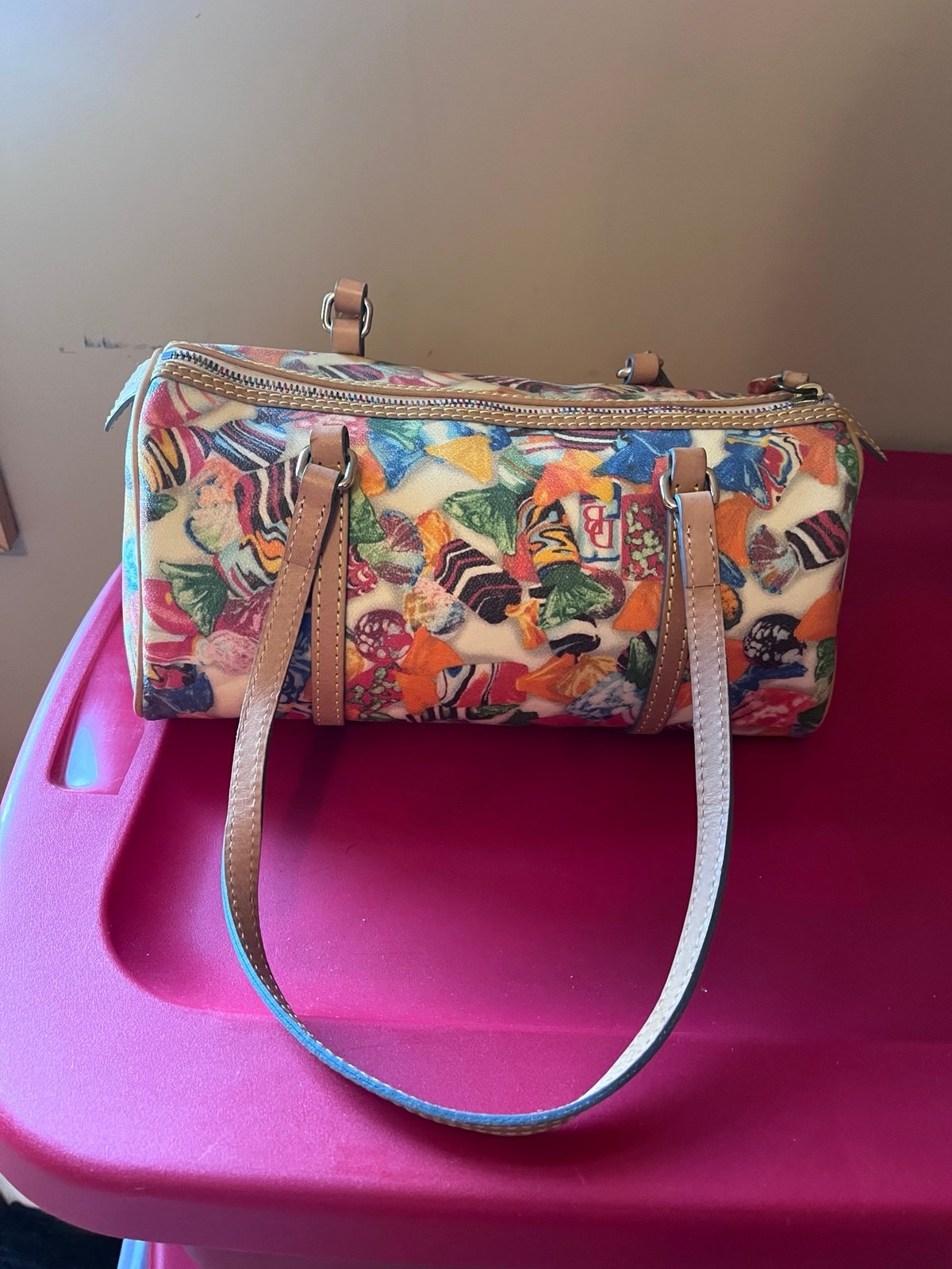 Vintage Dooney and Bourke rainbow candy barrel bag set