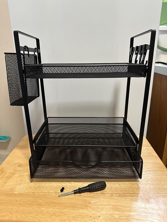 2 Tier Bathroom Organizer Countertop with Drawer, Metal Mesh Bathroom