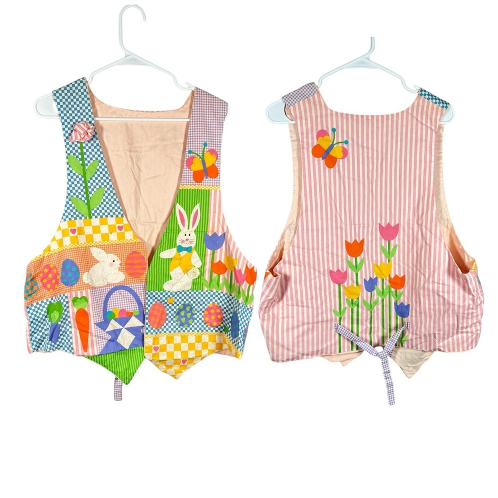 Vintage 80s Easter Bunny Printed Homemade Vest Large