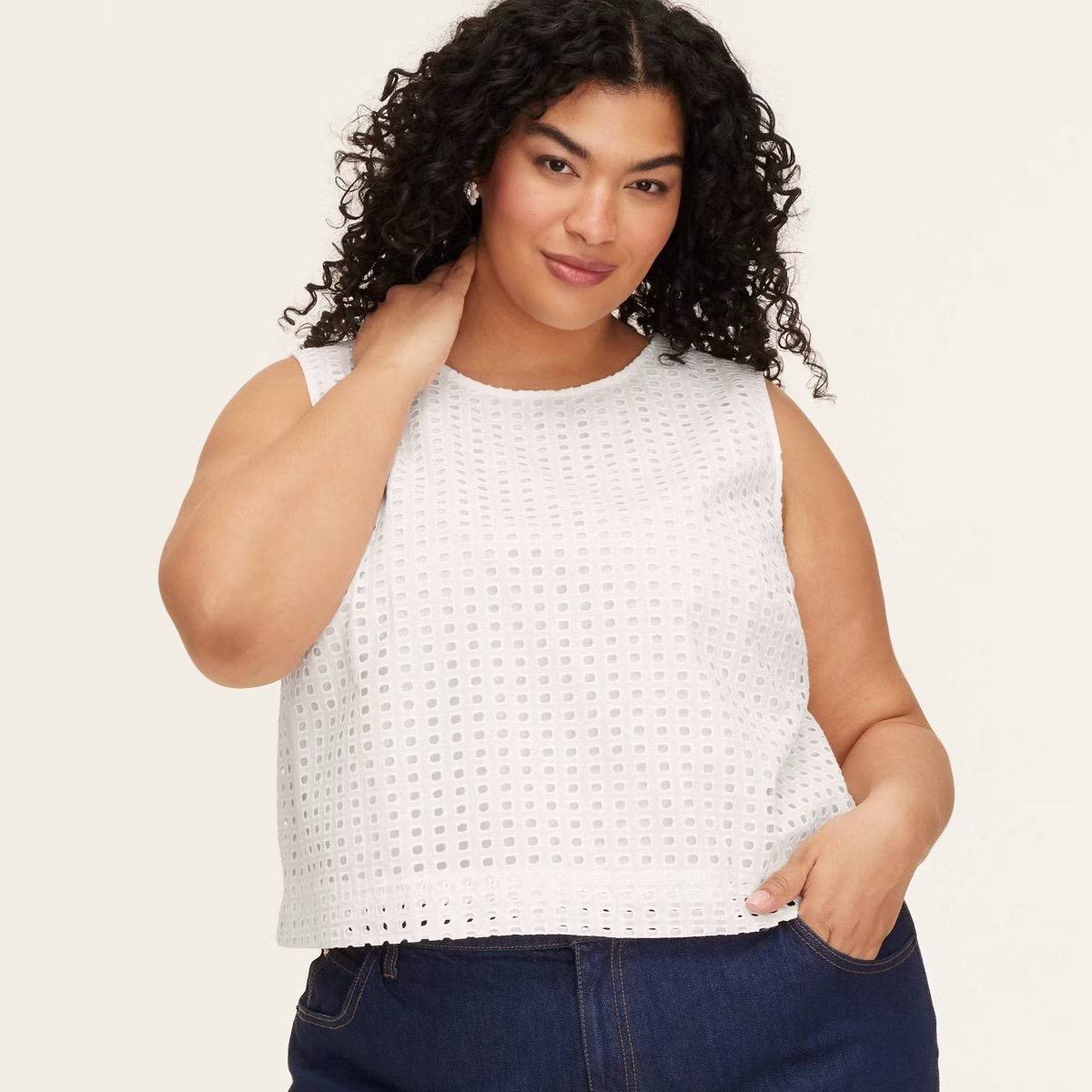 Kate Spade x Target Women's Eyelet Shell Tank Top White sz 4X