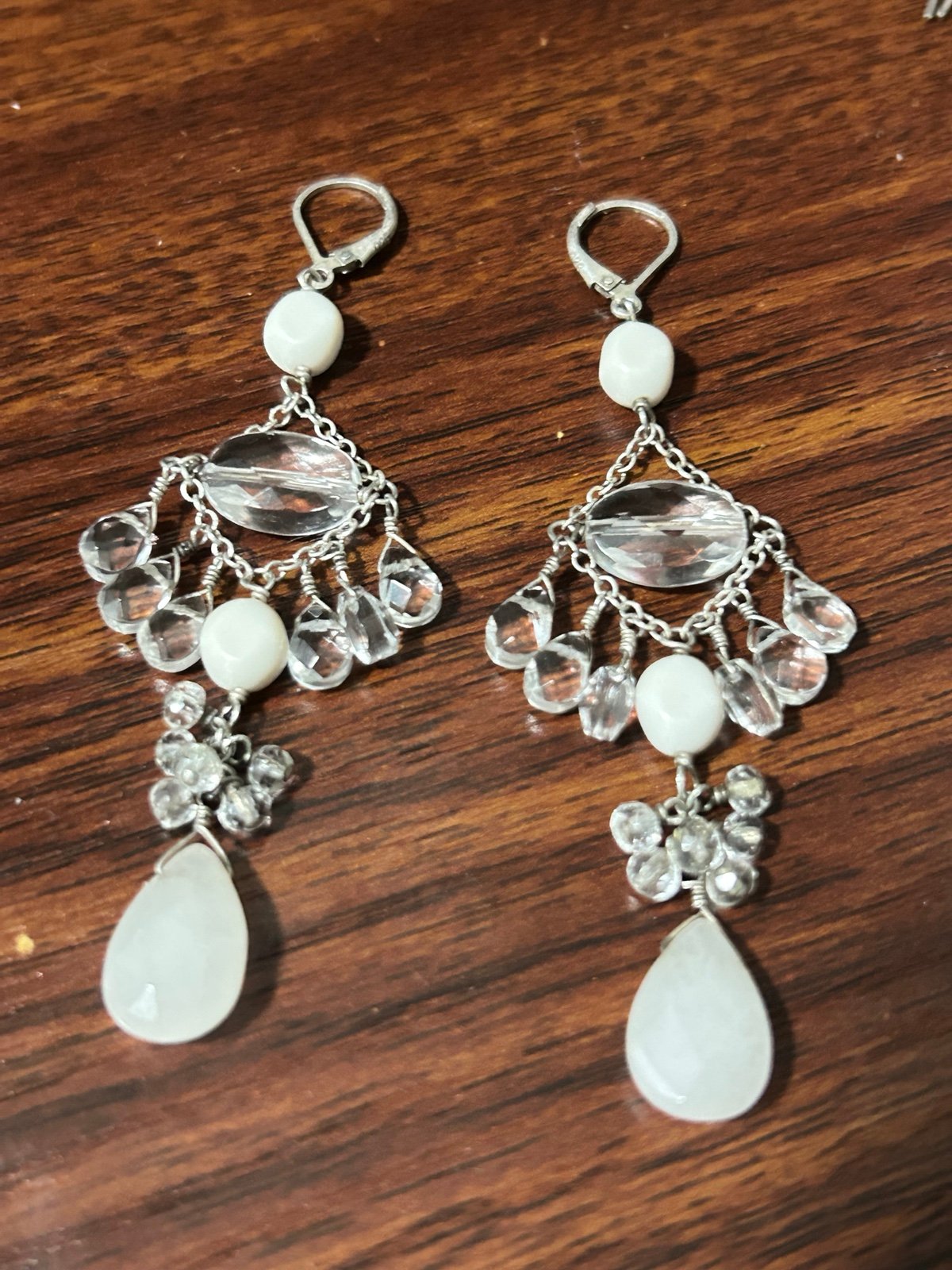 925 Sterling chandelier filigree genuine crystals, cascajo, quartz earrings