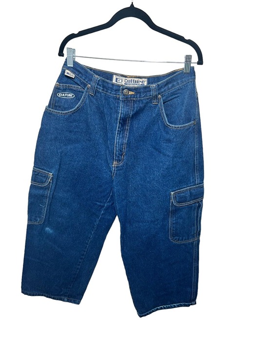 VINTAGE Culture Jeans Mens 31 Blue Denim Baggy Cargo Skater Y2K Pants