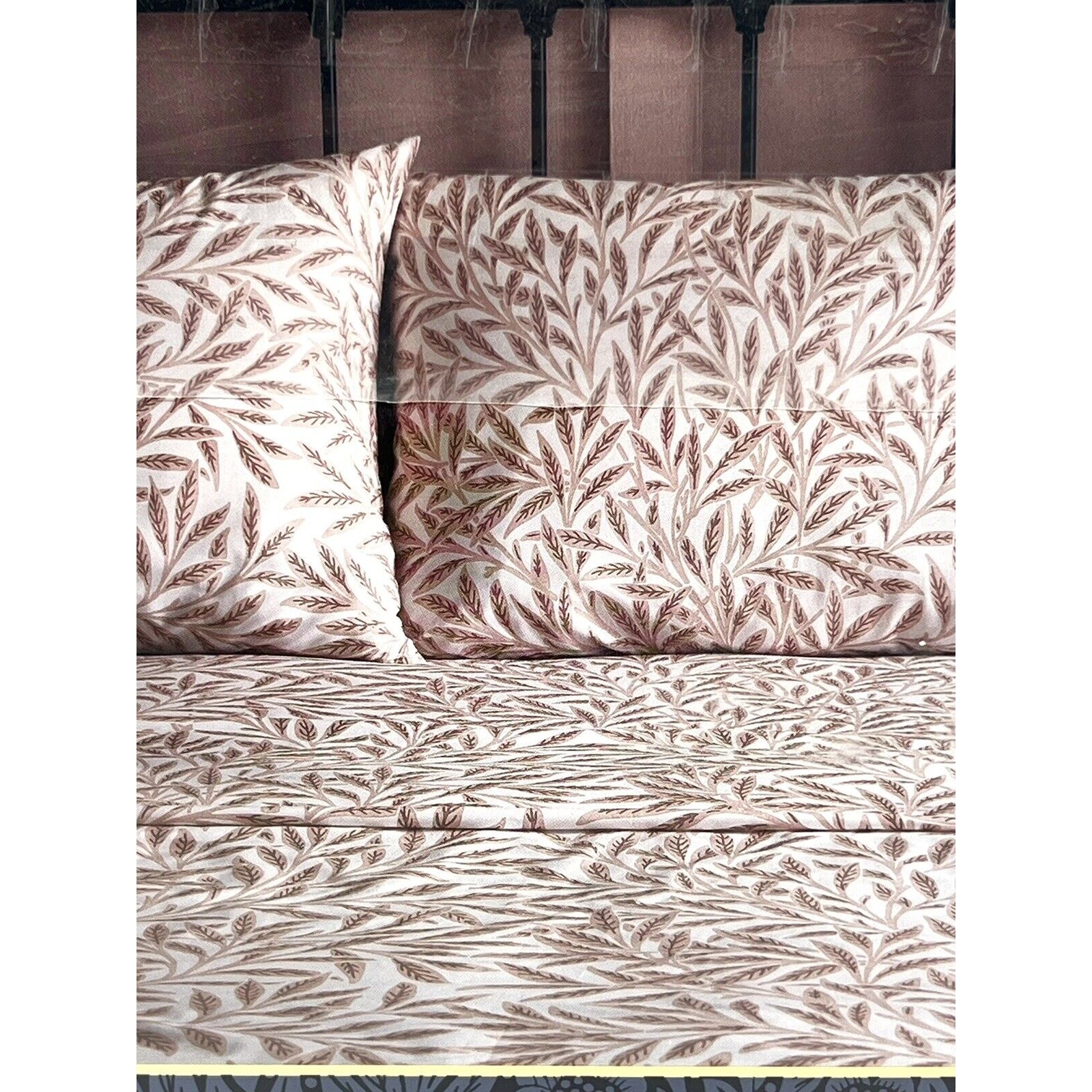 William Morris ORIGINAL WILLOW Plaster Pink QUEEN Sheet Set Cotton Percale 4PCs