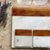 NEW Square Marble & Wood Tray + 2Pc Coaster Set