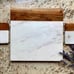 NEW Square Marble & Wood Tray + 2Pc Coaster Set