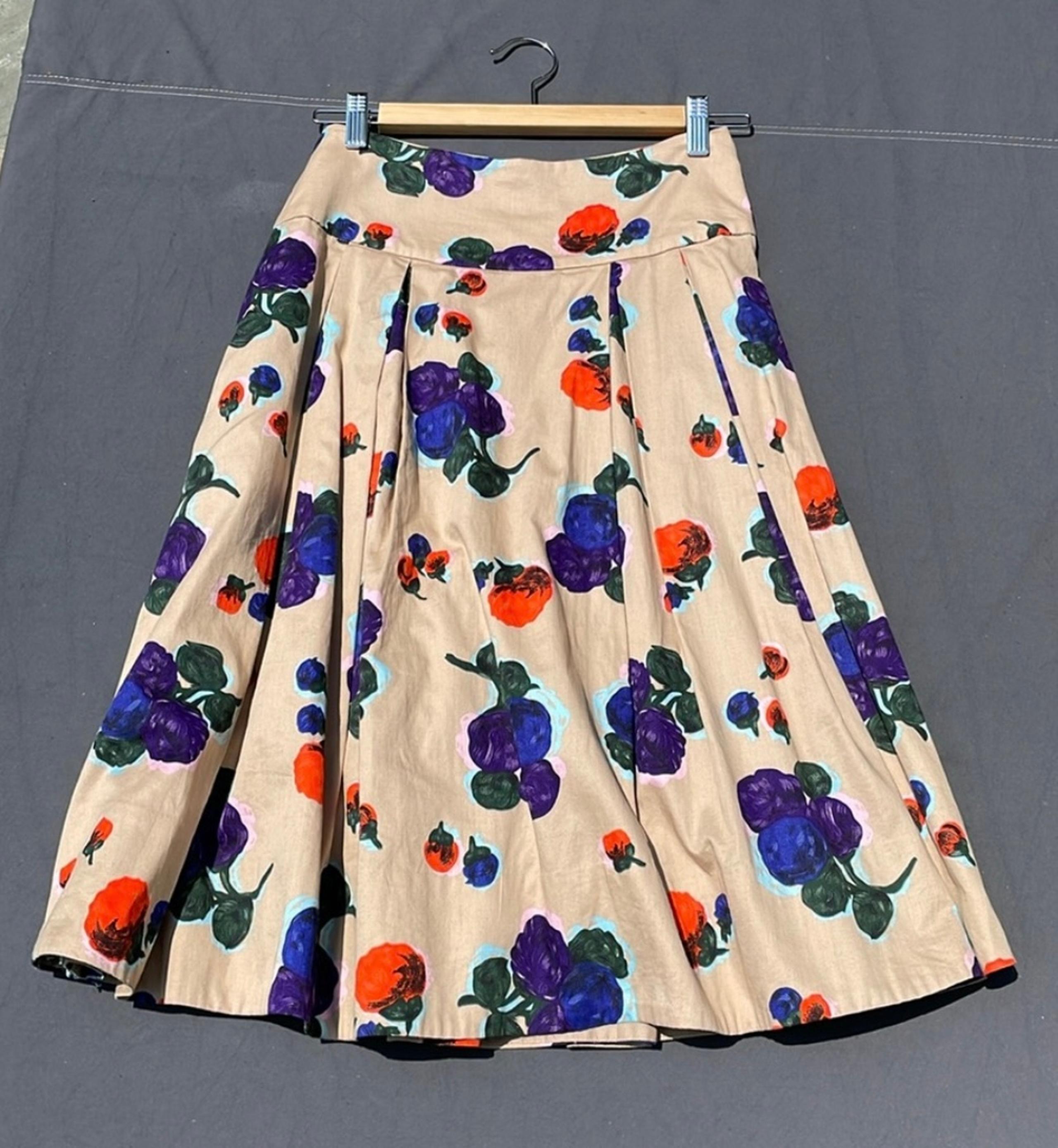 Anthropologie Odille Pleated Floral Print Full Skirt