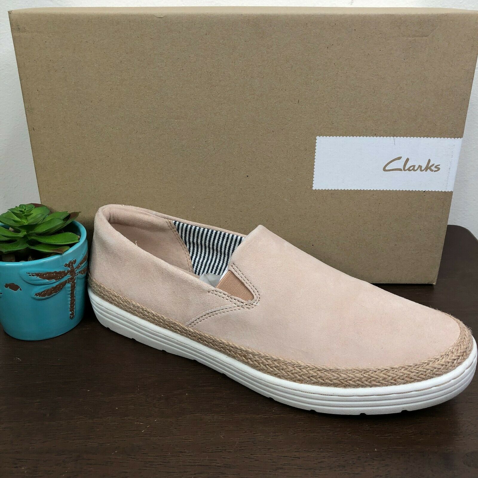 NEW Clarks Marie Pearl Blush Suede Women's Casual Slip On Loafer Flats Size 10M
