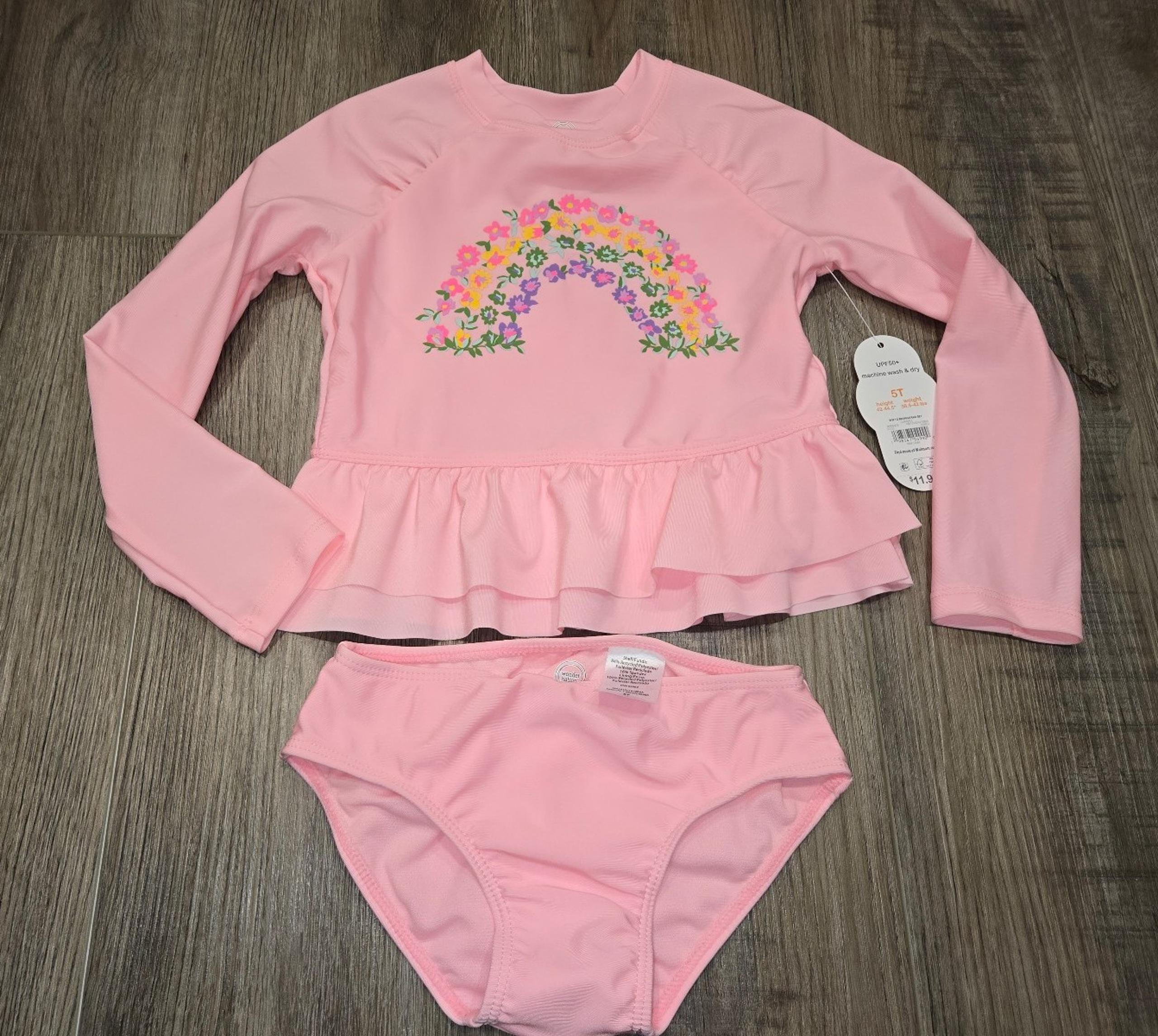 Wonder nation toddler girls rash guard swimsuit size 5T new