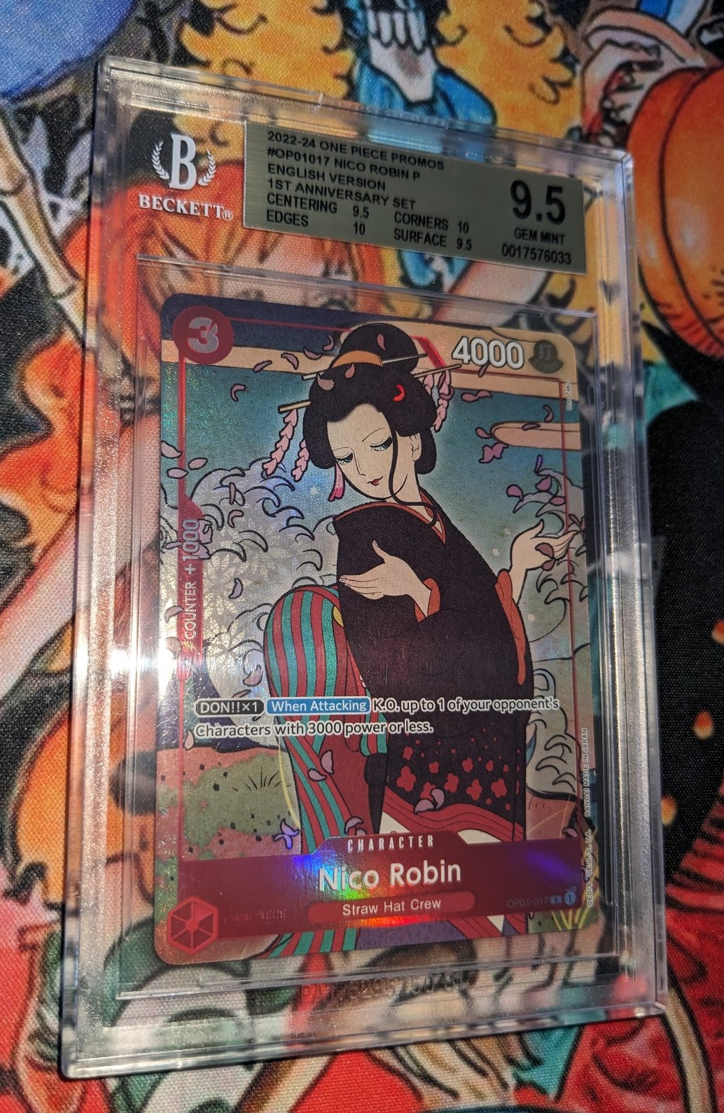 Nico Robin, BGS 9.5 Gem Mint, op 1-017, 1st anniversary, one piece tcg