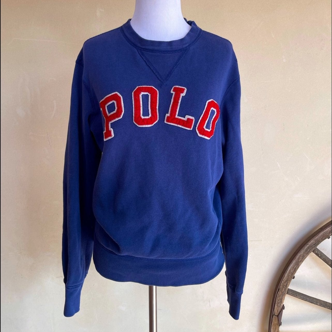 POLO RALPH LAUREN Preppy Navy Blue & Red Sweat Shirt Woman's S
