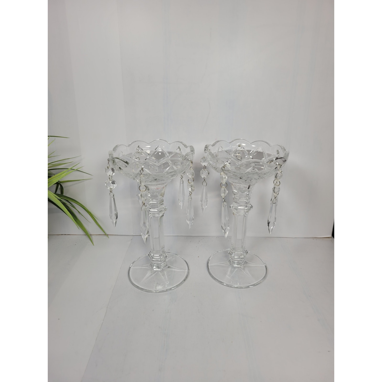 Vintage Czech Royal Galley Crystal Candle Holders Prisms, Single Candlestick
