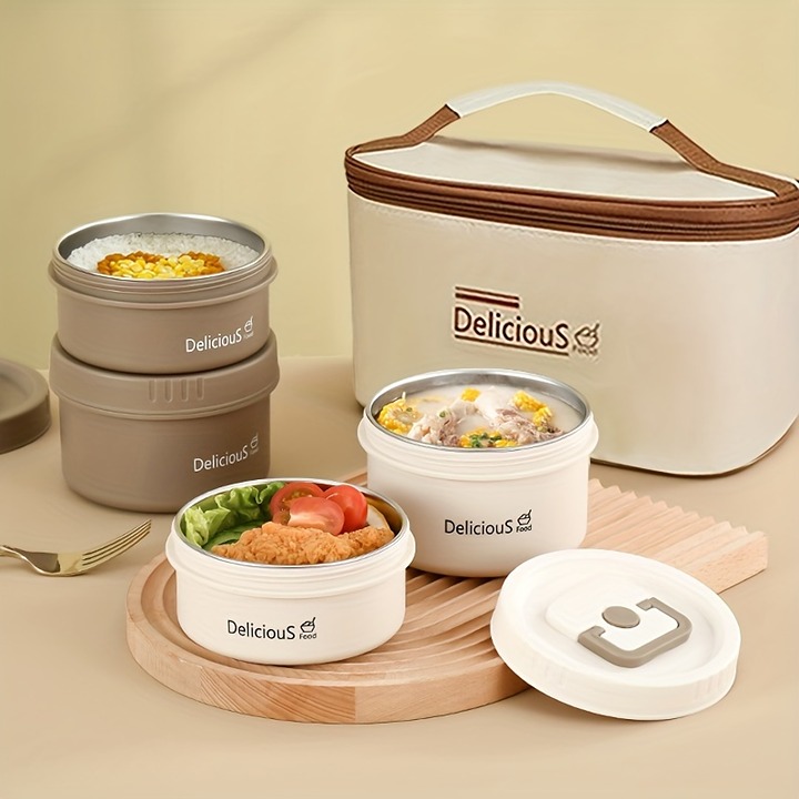 1pc Bento Boxes, Leak Proof And Portable Lunch Box With Lid And Insulated Bag