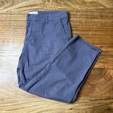 Frank & Eileen Wicklow Chino Pant sz 12 Purple Blue Italian Crop Raw Hem 278