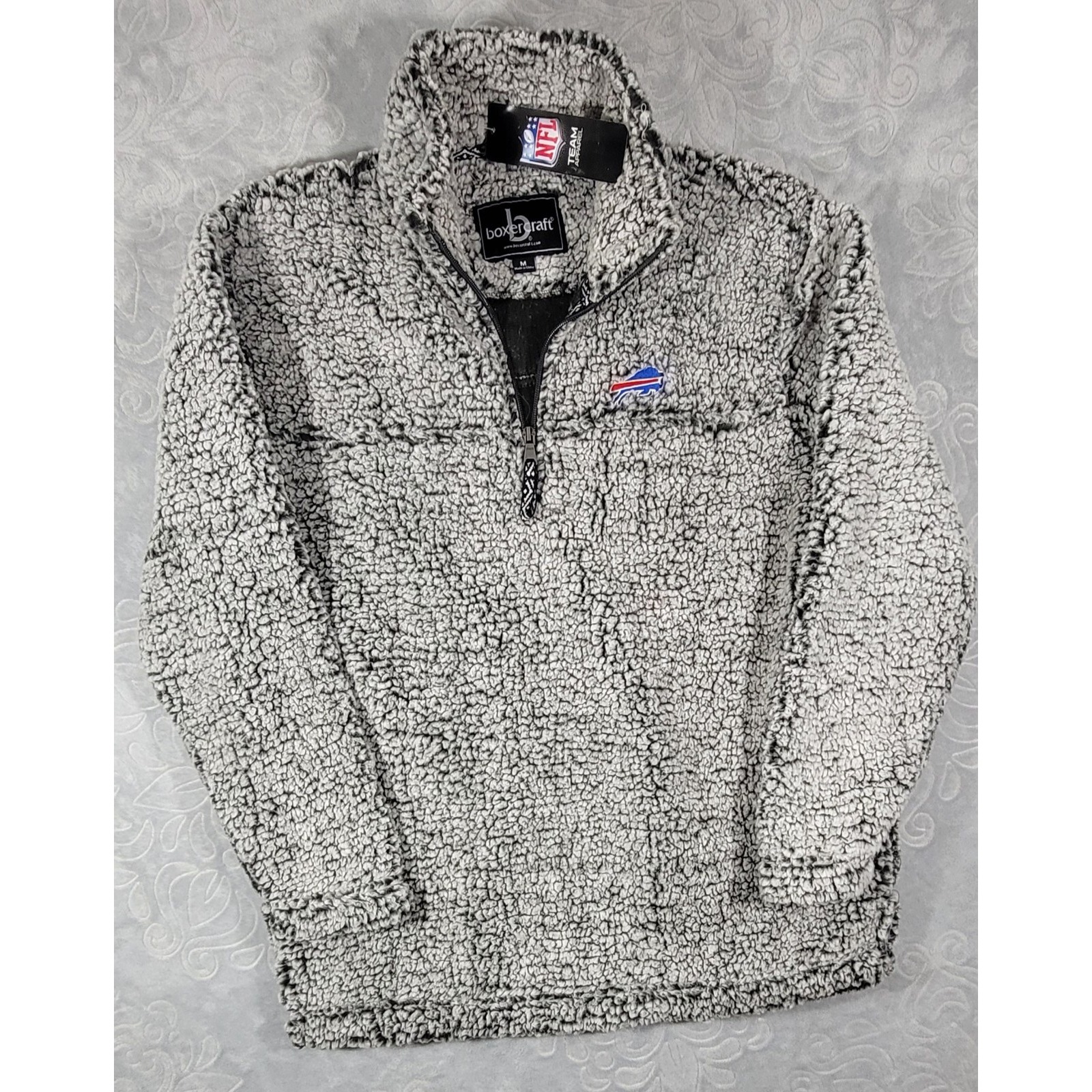 Buffalo Bills Boxercraft Sherpa Fleece Quarter Zip Pullover Women's Size Medium
