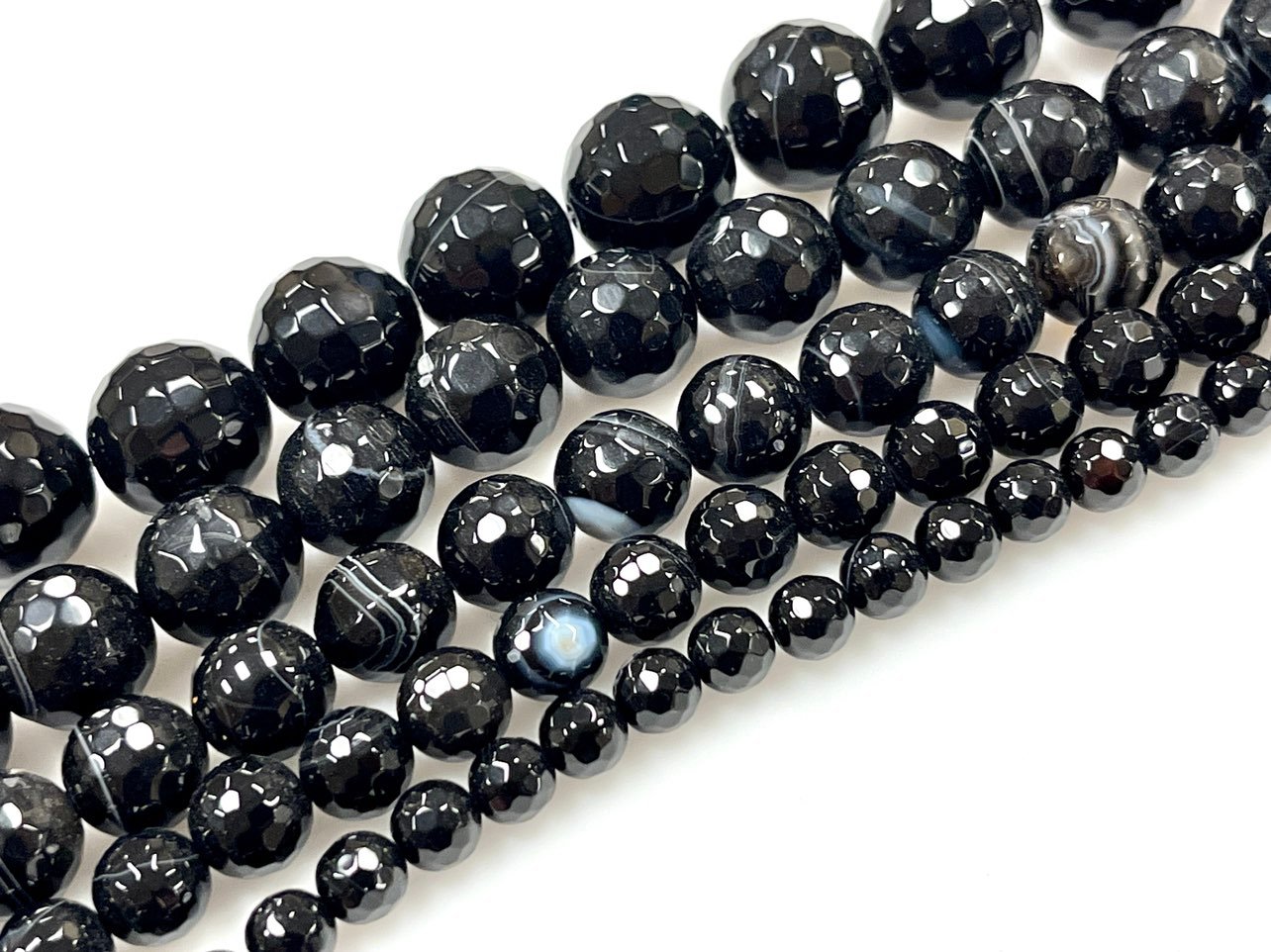 5 Strands 6-14mm Real Black Agate Beads