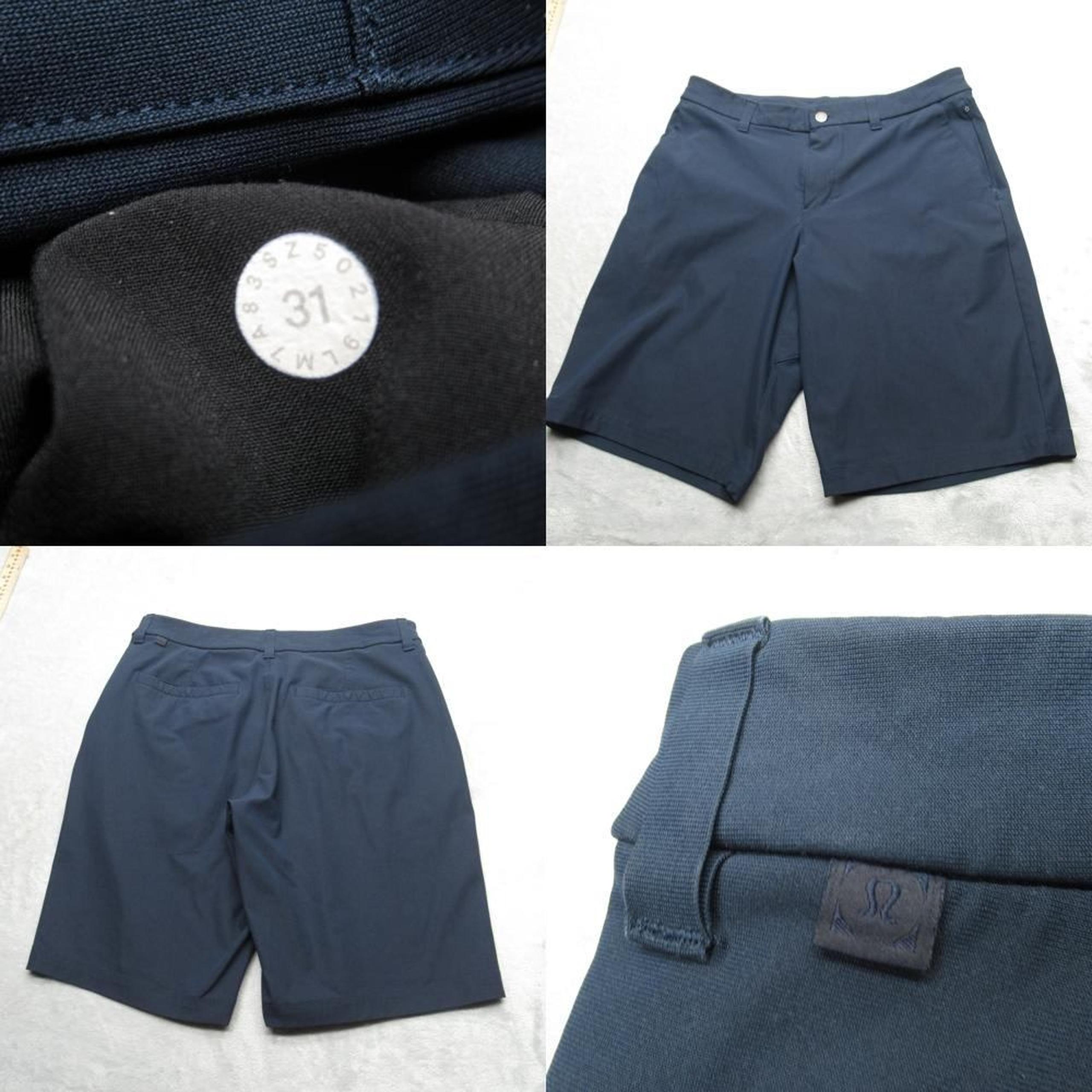 Lululemon Commision Shorts Mens 31 Navy Blue Zip Fly Pockets Casual Chino Golf