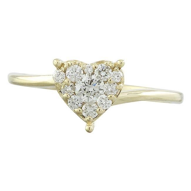 0.30Ct Natural Round Diamond Heart Cluster Lady's Ring Band 14k Yellow Gold