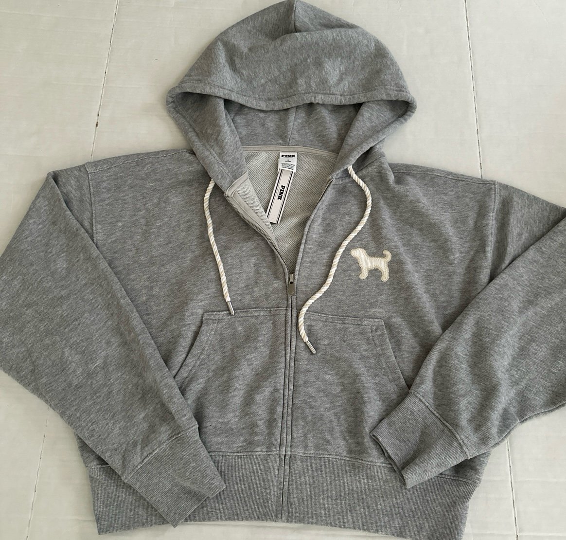 VS PINK IVY TERRY FULL ZIP HOODIE NWT DOG
