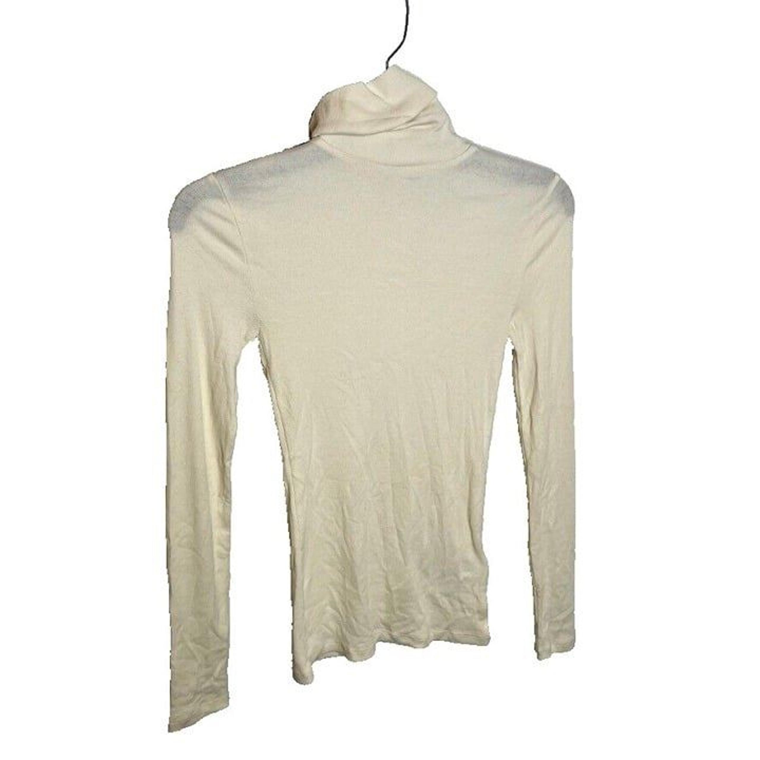 Madewell $48 Brightside Fine Rib Turtleneck Tee Cream Size XS NN130