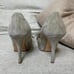 Kate Spade 7.5 Heels Suede Mink Peep Toe Feather Pom Stiletto Pumps 498 ITALY
