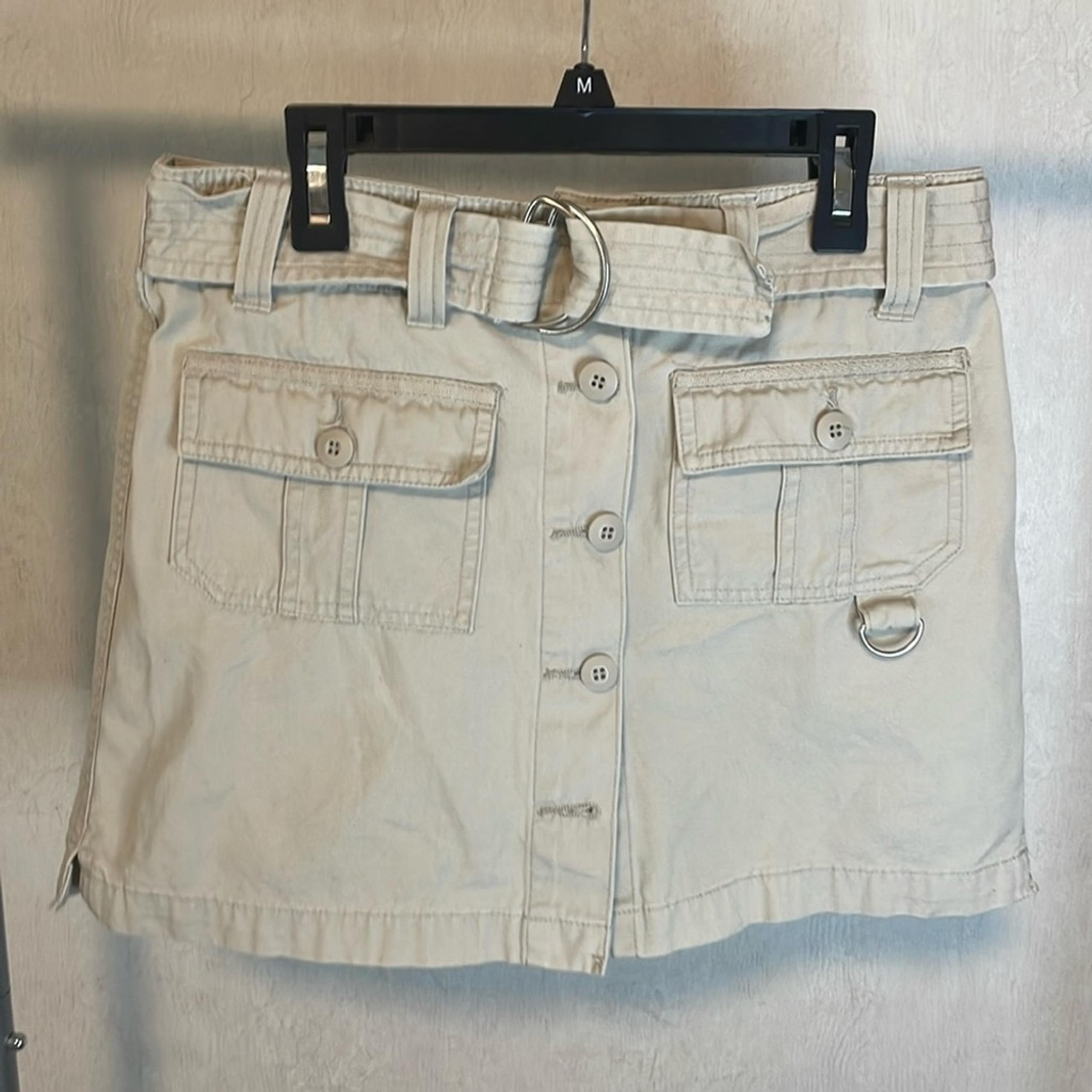 Mossimo Supply Company Tan Button Up Mini Skirt with Belt Juniors Size 7