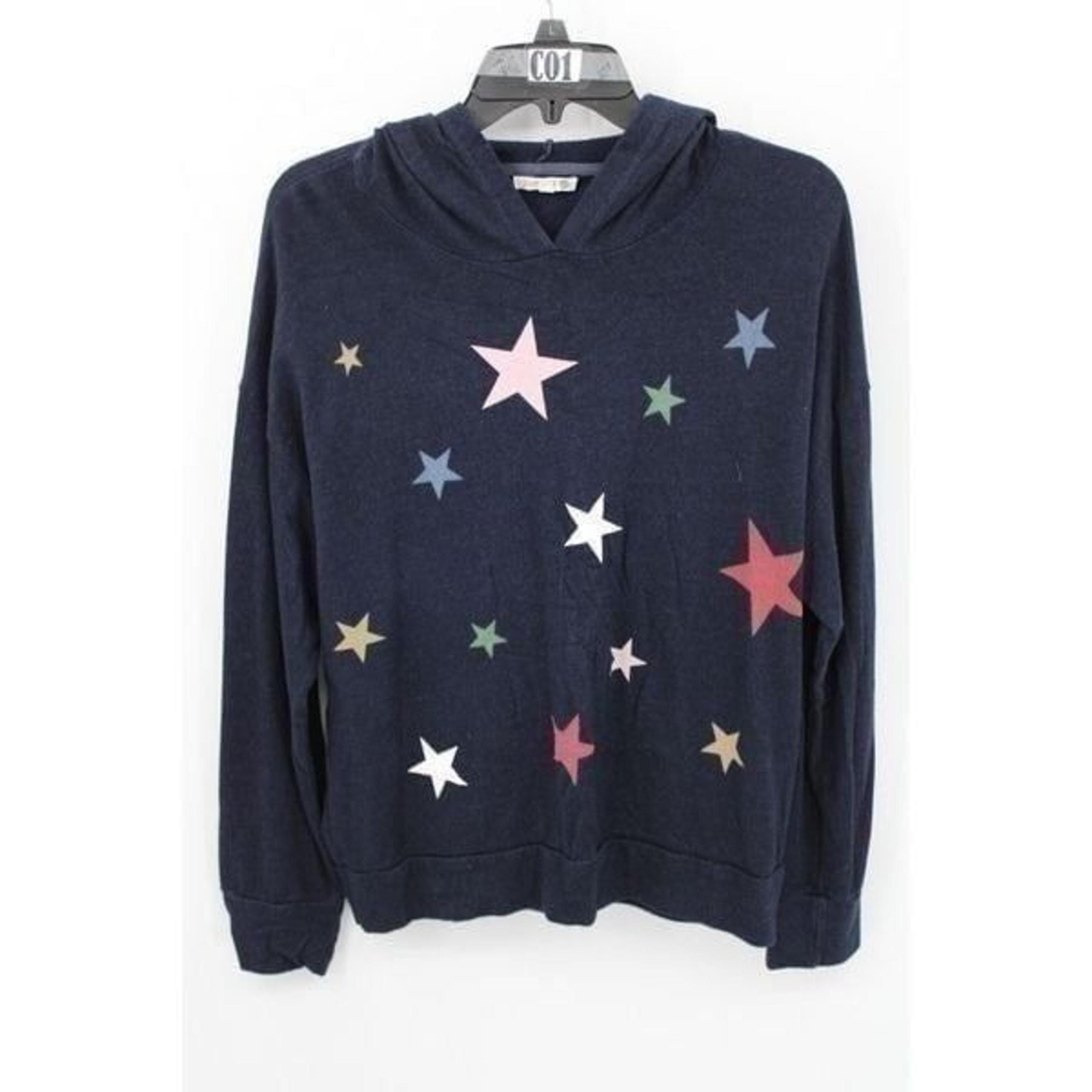 Sundry Navy Blue Hoodie with Stars 3/L WOMENS
