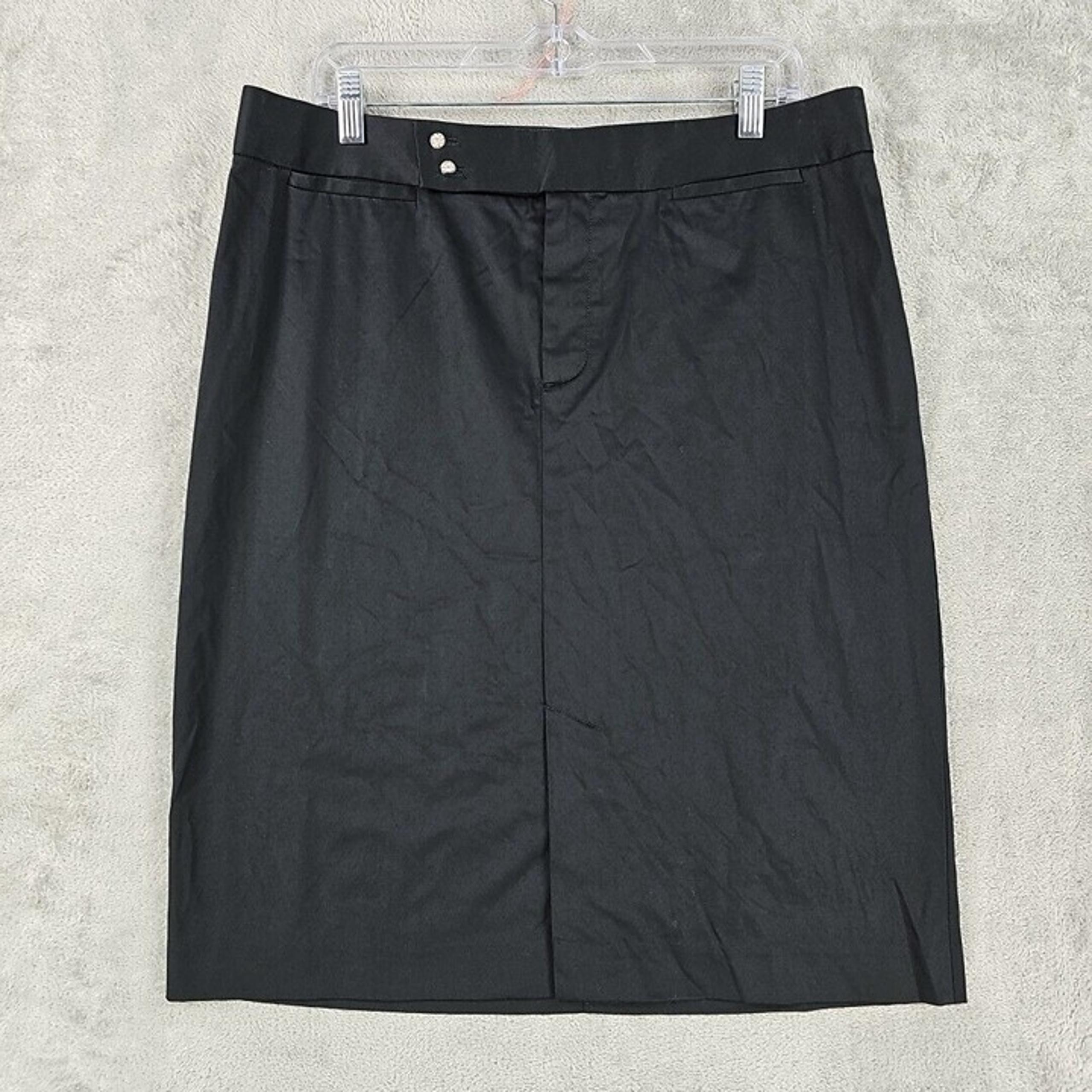 Gap Y2K Pencil Skirt Womens Size 14 Black Rhinestone Buttons Front Slit NWT