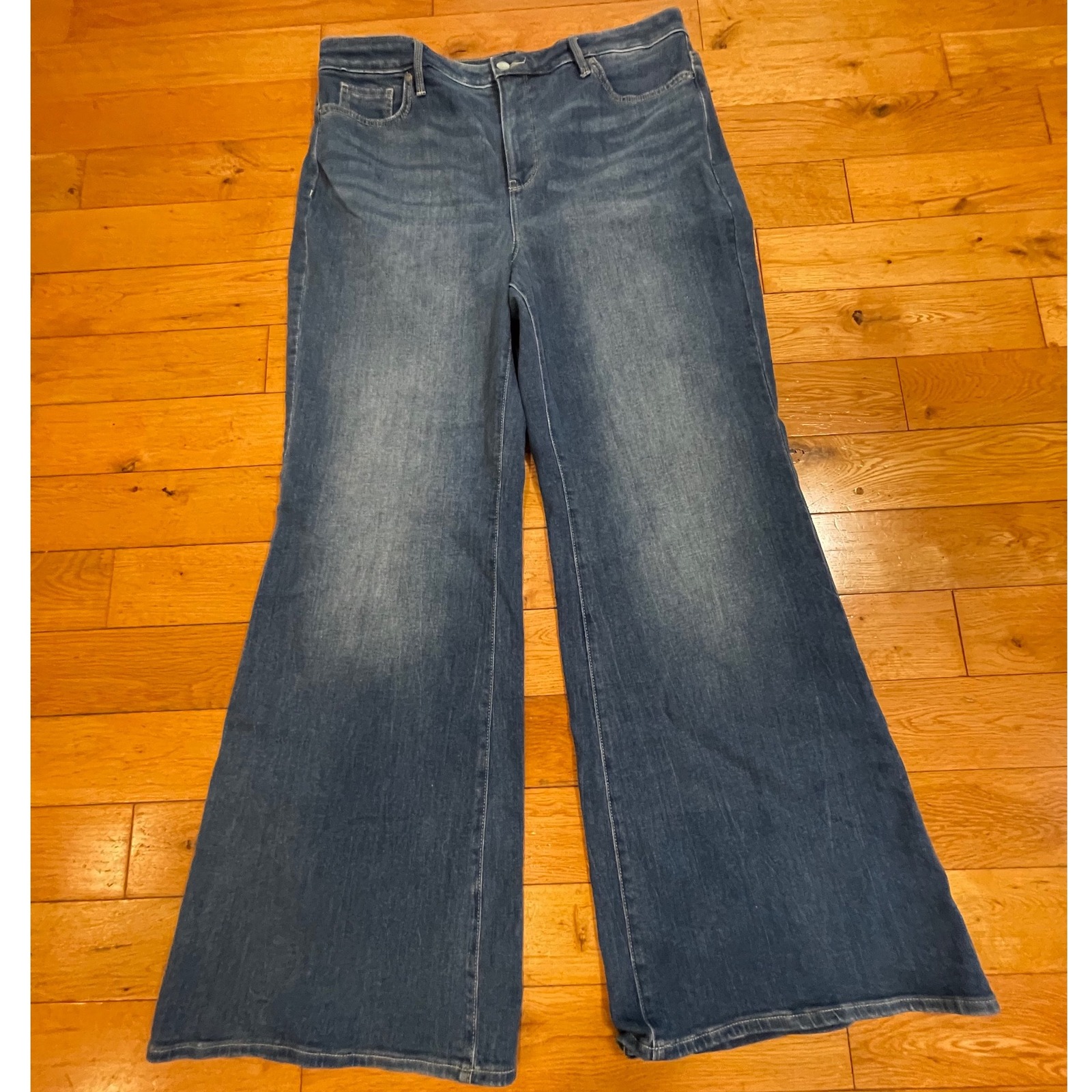 NYDJ Mia Palazzo Jeans Wide Leg Lift Tuck Denim Blue Women's Size 16