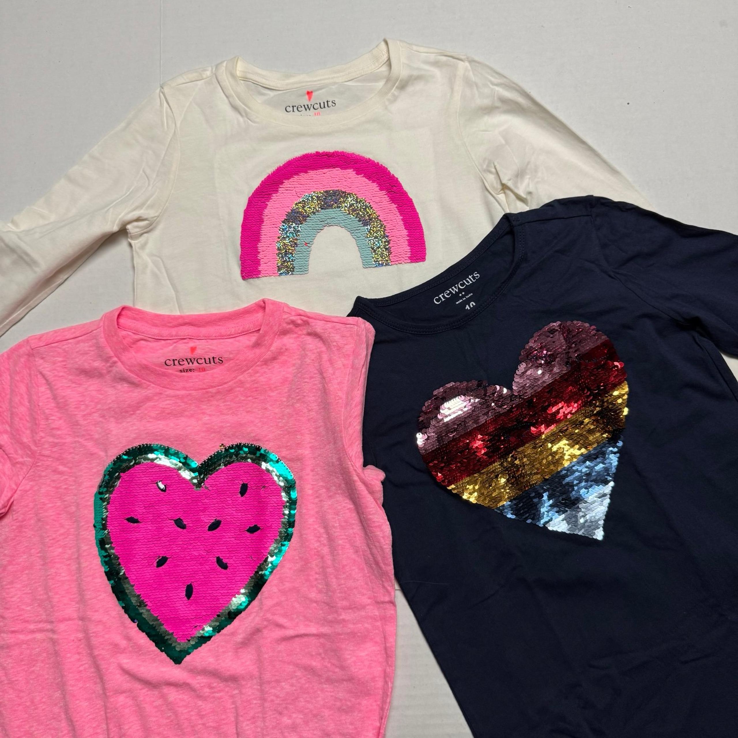 Lot of 3 J. Crew Crewcuts Kids' Sequin T-Shirts Girls' Size: 10