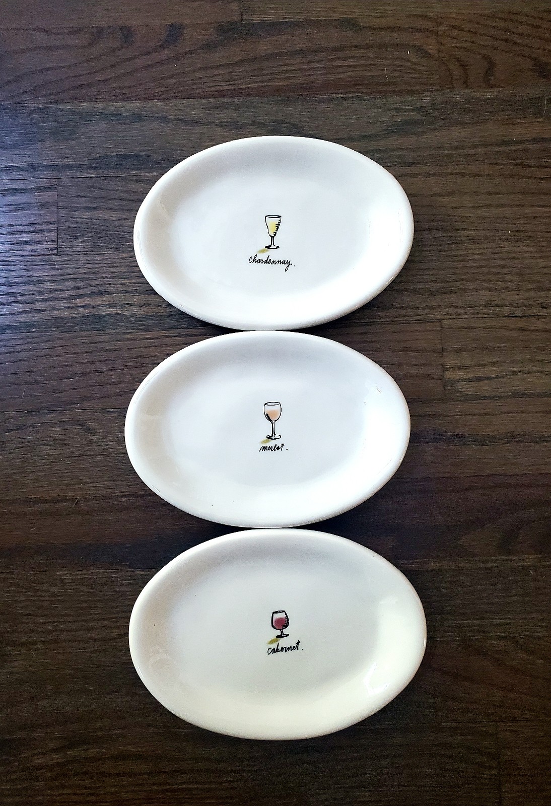 Rae Dunn M Stamp Exclusive Chardonnay, Merlot and Cabernet Plates