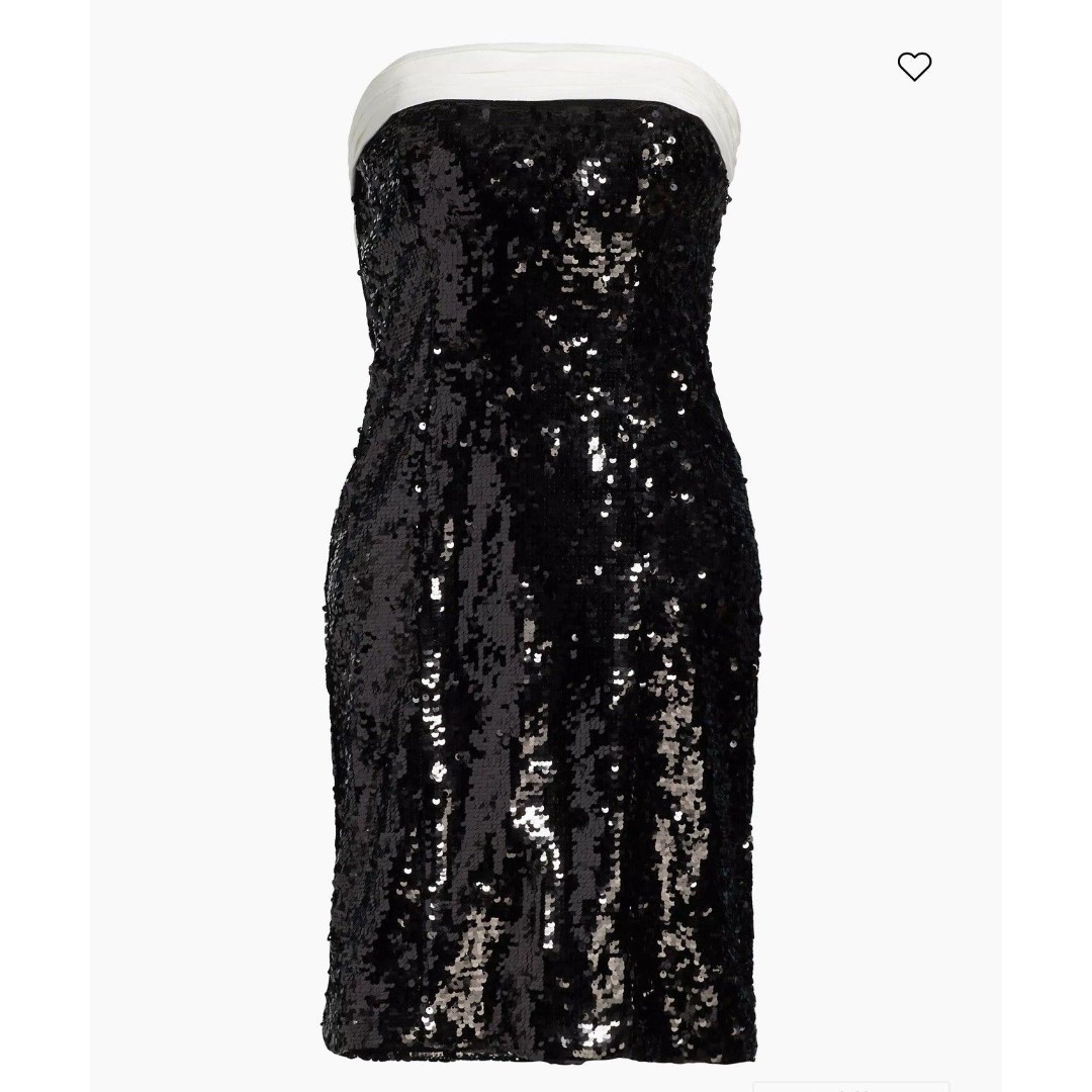 Alice & Olivia Black & Ivory Sequined Bow Embellished Mini Dress Sz 0 550 NWT