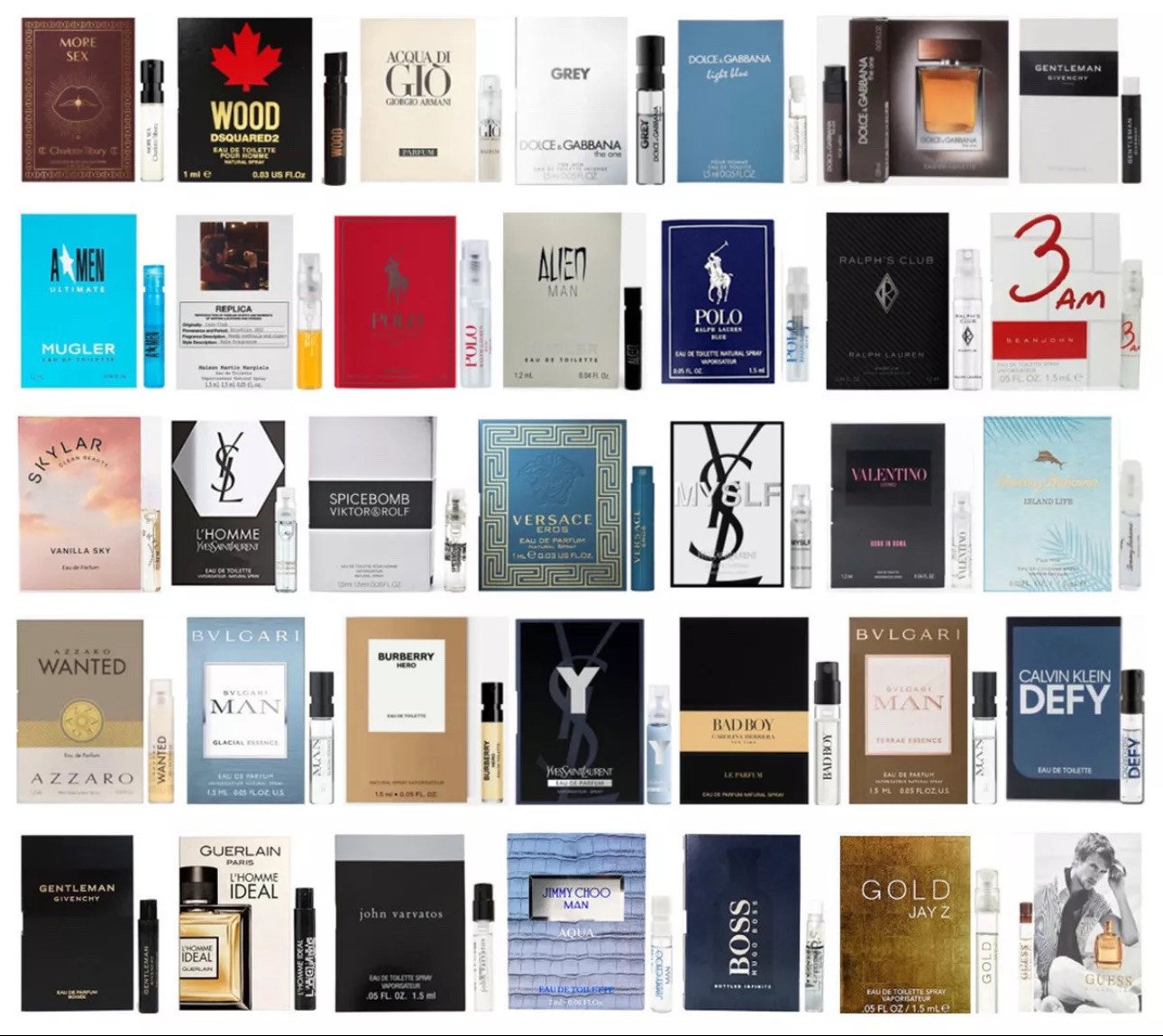 40 PCS LOT ASSORTED RANDOM MIXED MEN'S COLOGNE SAMPLE VIAL TRAVEL SET