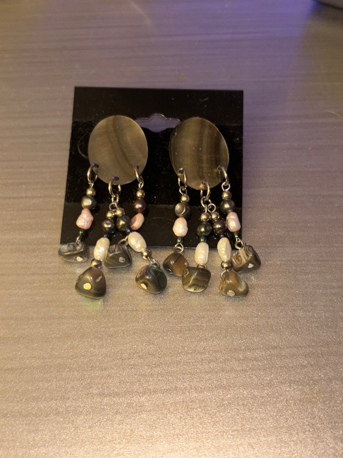Multicolor Pearl Earrings with Abalone