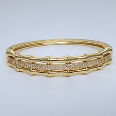2ct Diamond 14K Gold Womens Bamboo Bangle Bracelet 14 K Sterling Silver Jewelry