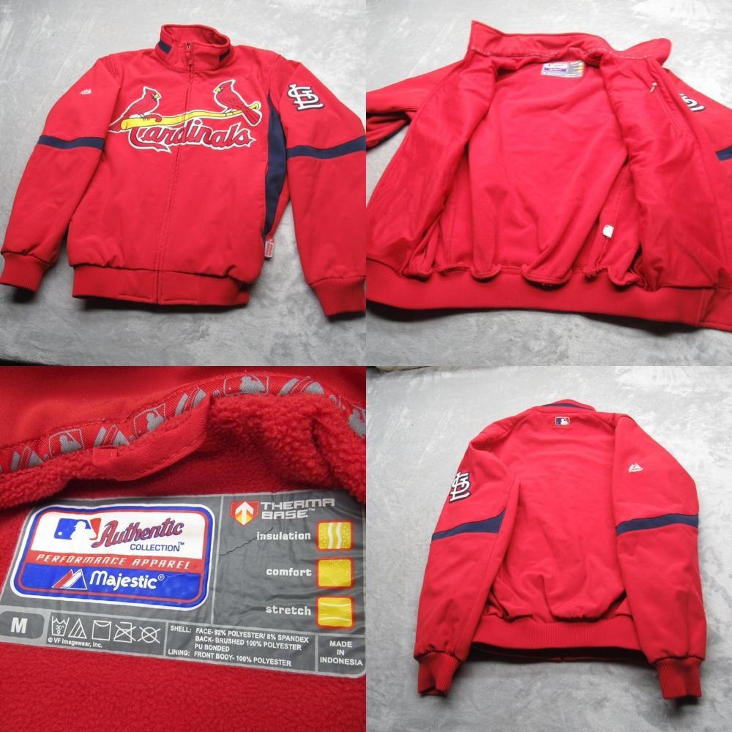 St. Louis Cardinals Official Dugout Jacket Mens Medium Majestic Red Therma VTG